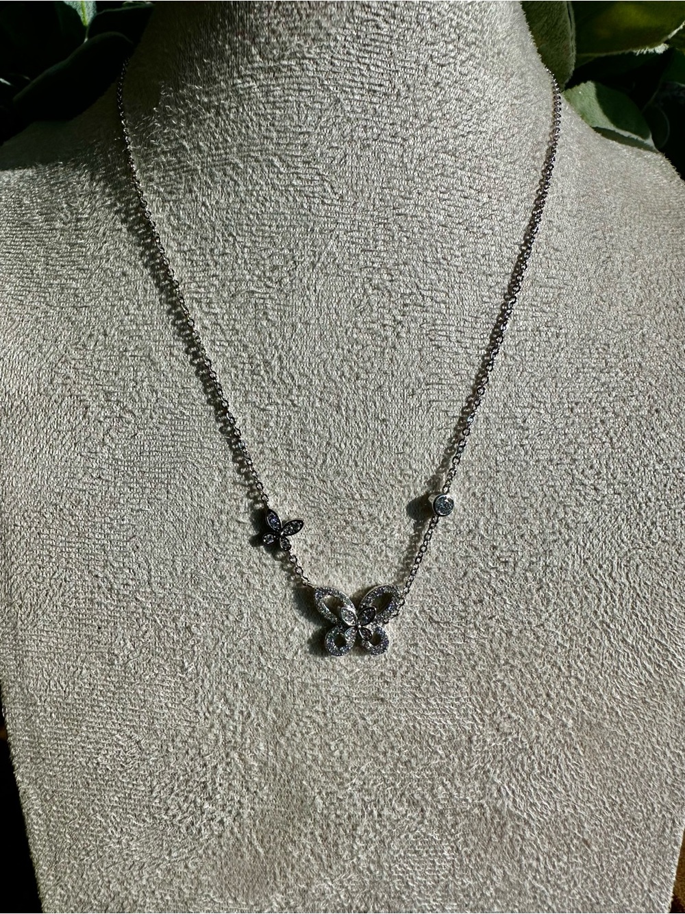 Moissanite Sterling Silver Butterfly Pendant Necklace - Picture 2 of 6
